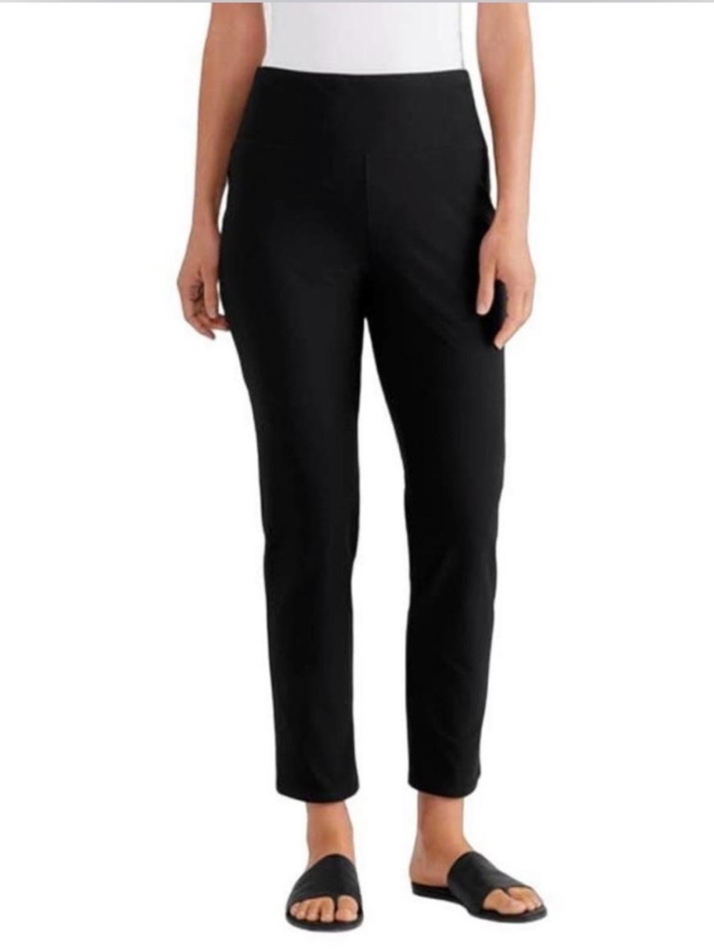 Eileen Fisher Washable Crepe High Waist Stretch Straight Leg Ankle Pant (XL)